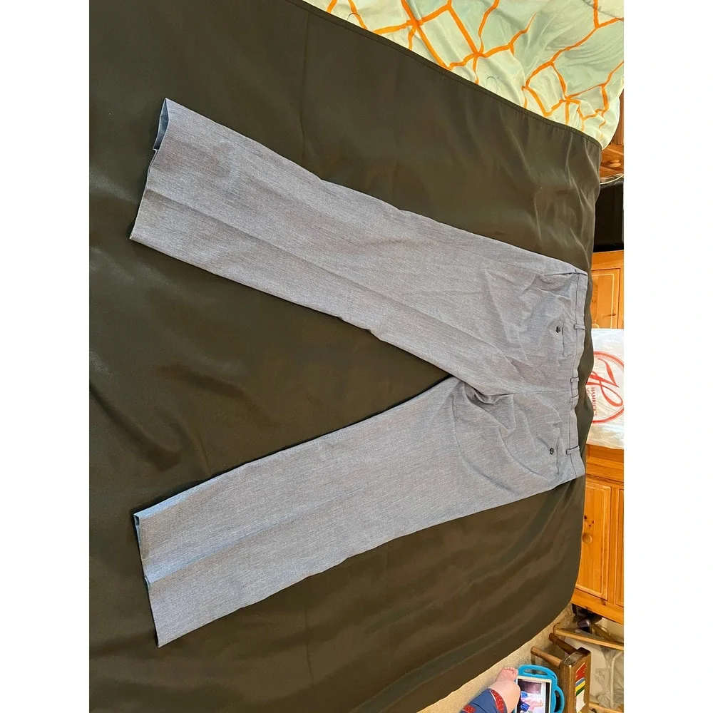 Savile Row Company London Strand Dress Pants Blue Grey Heather 50W 33L Stretch